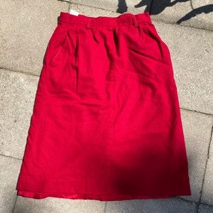 Red Wool Midi Skirt